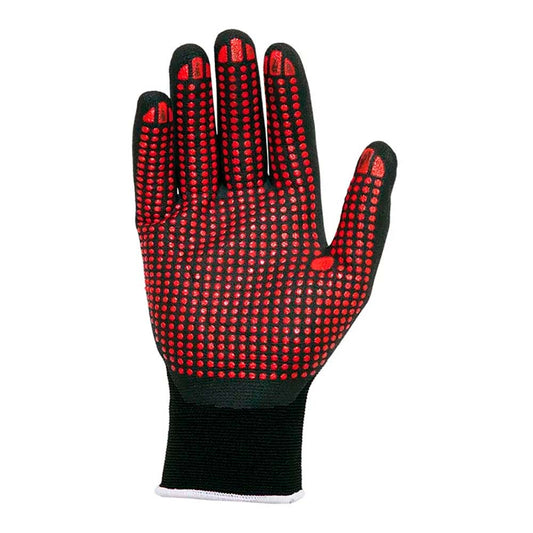 Luva de nylon/lycra com palma em espuma de nitrilo/pontos, agilityÂ® dots, preta e vermelha, t-9 l_0