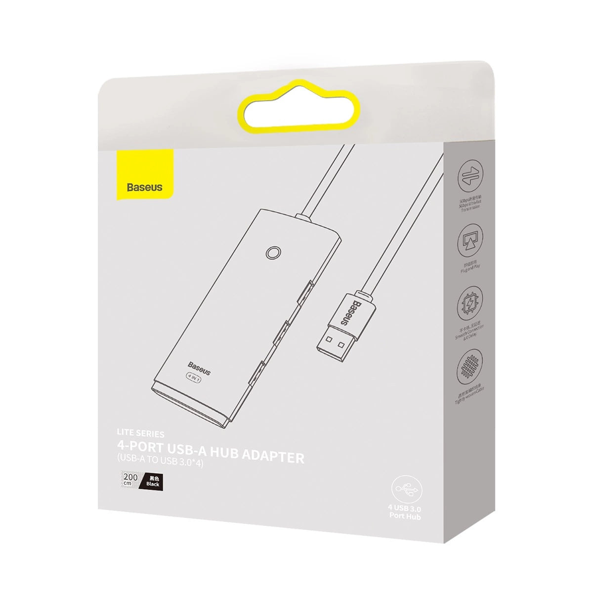 Baseus Lite Series HUB 4-Port (USB-A to 4xUSB-A 3.0) 2m black (WKQX030201)_4