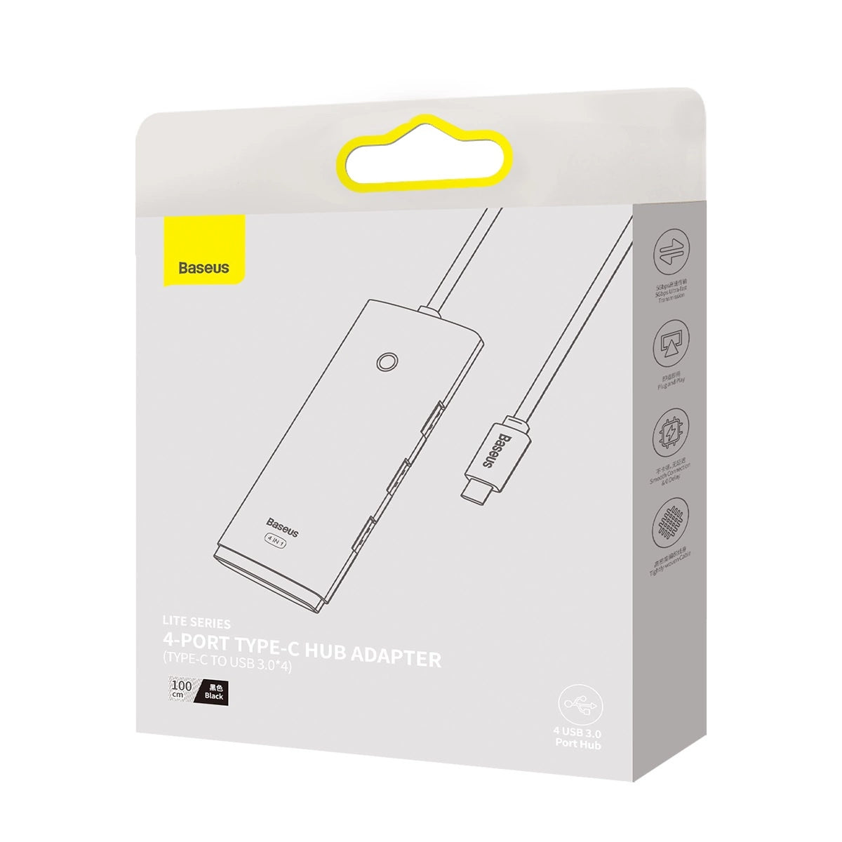 Baseus Lite Series HUB adapter USB Type C - 4x USB 3.0 1m black (WKQX030401)_9