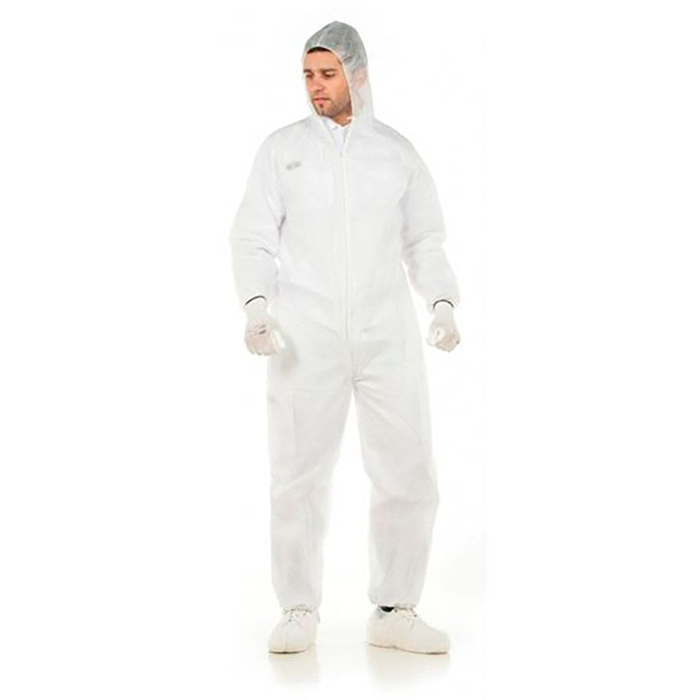 Fato macaco descartÃ¡vel branco, fabricado em polipropileno, tamanho m_0