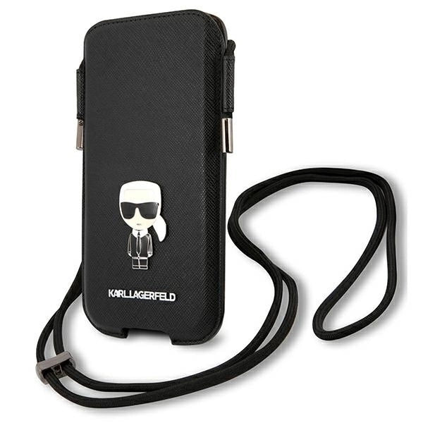 Karl Lagerfeld Torebka KLHCP12LOPHKMK 6,7" czarny/black hardcase Saffiano Ikonik Karl's_0