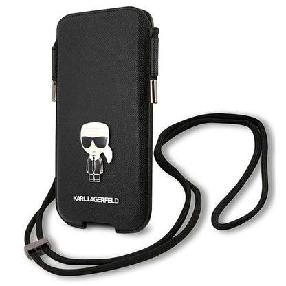 Karl Lagerfeld Torebka KLHCP12LOPHKMK 6,7" czarny/black hardcase Saffiano Ikonik Karl's_0