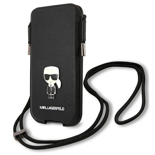Karl Lagerfeld Torebka KLHCP12LOPHKMK 6,7" czarny/black hardcase Saffiano Ikonik Karl's_0