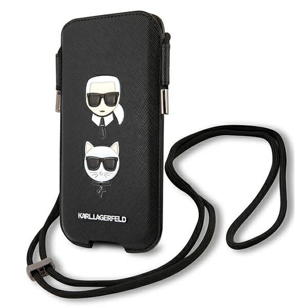 Karl Lagerfeld Torebka KLHCP12MOPHKCK 6,1" czarny/black hardcase Saffiano Ikonik Karl&Choupette Head_0