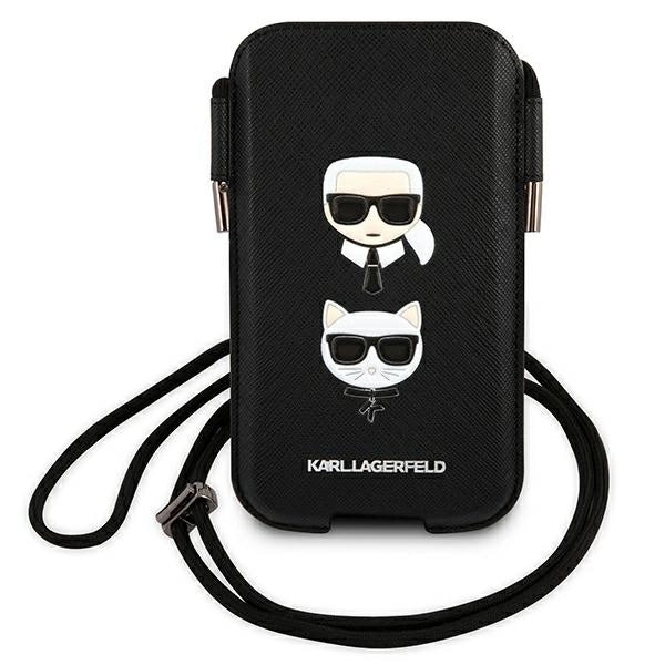 Karl Lagerfeld Torebka KLHCP12MOPHKCK 6,1" czarny/black hardcase Saffiano Ikonik Karl&Choupette Head_1