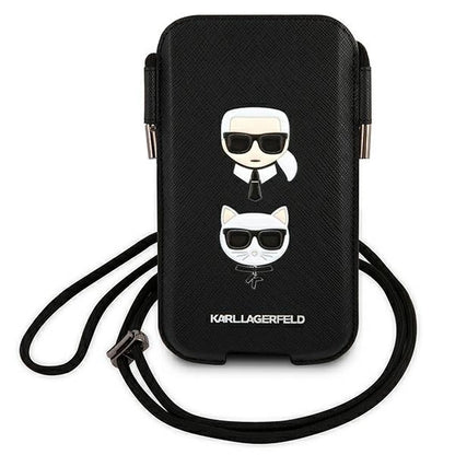 Karl Lagerfeld Torebka KLHCP12MOPHKCK 6,1" czarny/black hardcase Saffiano Ikonik Karl&Choupette Head_1
