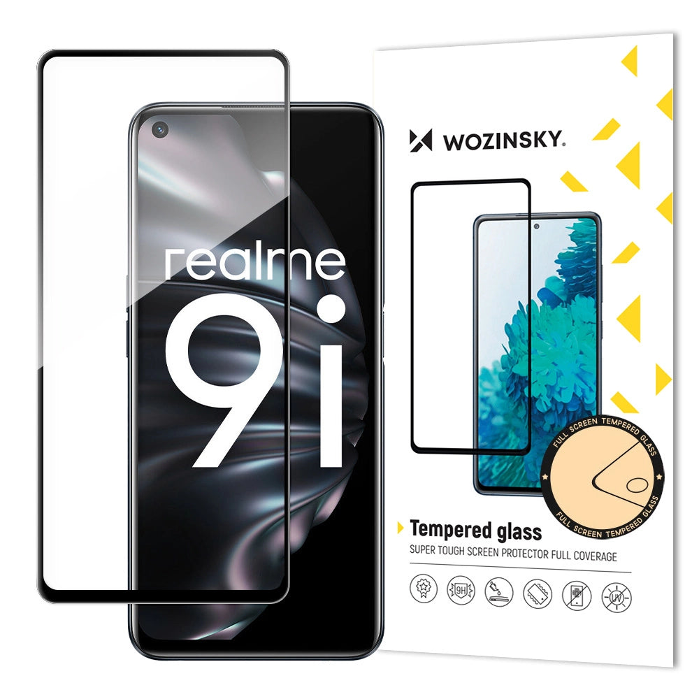 Wozinsky Tempered Glass Full Glue Super Tough Screen Protector Full Coveraged with Frame Case Friendly for Oppo A76 / Oppo A36 / Realme 9i black_0
