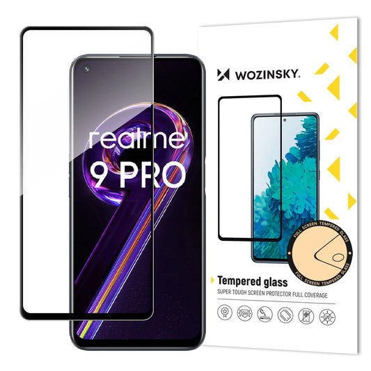Wozinsky Tempered Glass Full Glue Super Tough Screen Protector Full Coveraged with Frame Case Friendly for Realme 9 Pro black_0