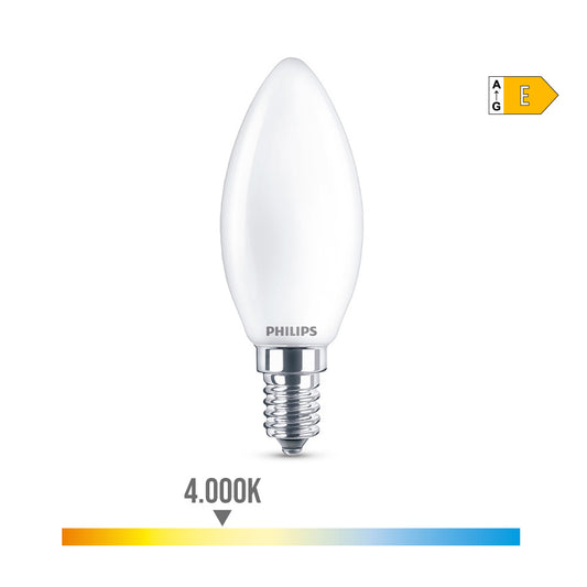 LÃ¢mpada vela led e14 6,5w 806lm 4000k luz dia Ã¸3,5x9,7cm. philips_0