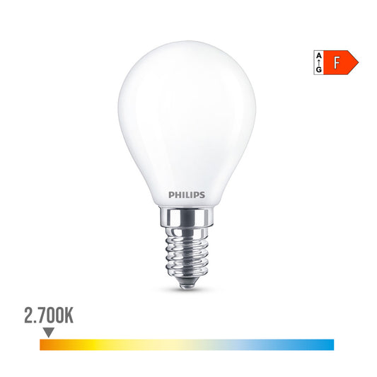 LÃ¢mpada esfÃ©rica led e14 4,3 w 470lm 2700k luz quente Ã¸4,5x8,2cm philips_0