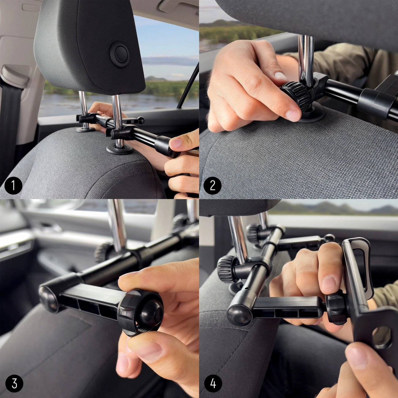 Wozinsky dual car phone holder for headrest black (WTHBK1)_8