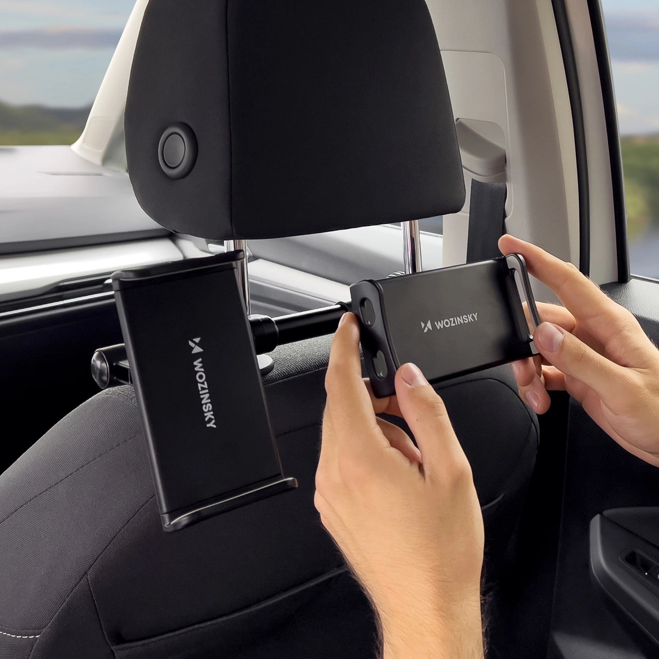 Wozinsky dual car phone holder for headrest black (WTHBK1)_6