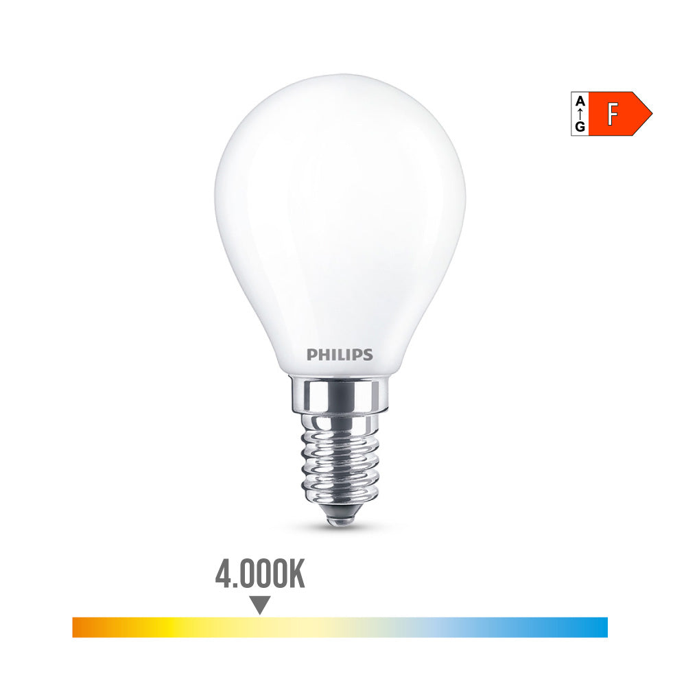 LÃ¢mpada esfÃ©rica led e14 4,3 w 470lm 4000k luz dia Ã¸4,5x8,2cm philips_0