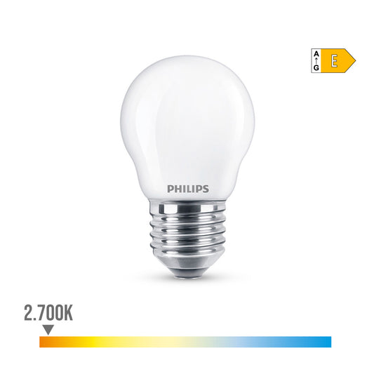 LÃ¢mpada esfÃ©rica led e27 6,5w 806lm 2700k luz quente Ã¸4,5x7,8cm philips_0