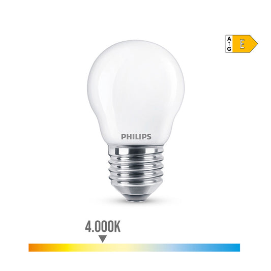 LÃ¢mpada esfÃ©rica led e27 6,5w 806lm 4000k luz dia Ã¸4,5x7,8cm philips_0