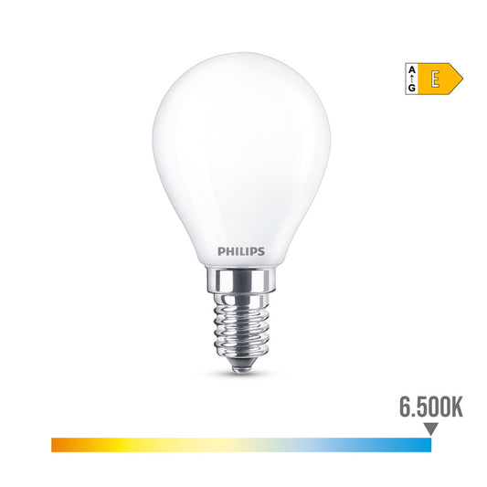 LÃ¢mpada esfÃ©rica led e14 6,5w 806lm 6500k luz fria Ã¸4,5x8cm philips_0