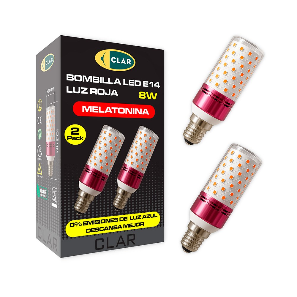 LÃ¢mpada tubular vermelha de melatonina e14 8 w, 2 unidades_0
