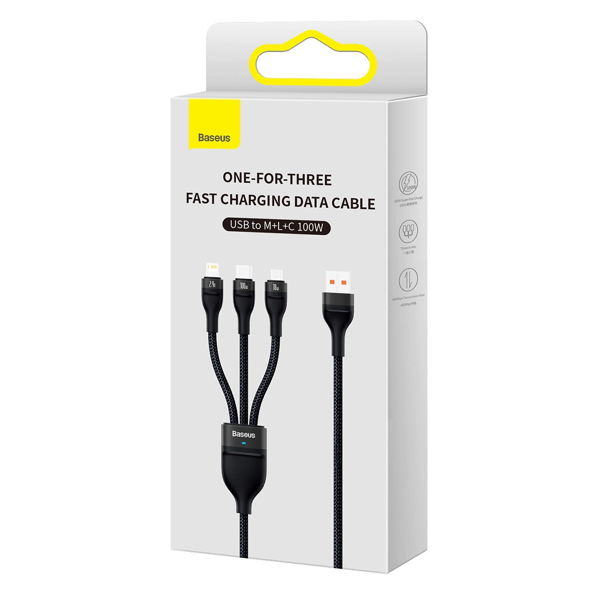 Baseus Flash Series II cable USB - USB Type C / Lightning / micro USB 100 W 1.2 m black (CASS030001)_9