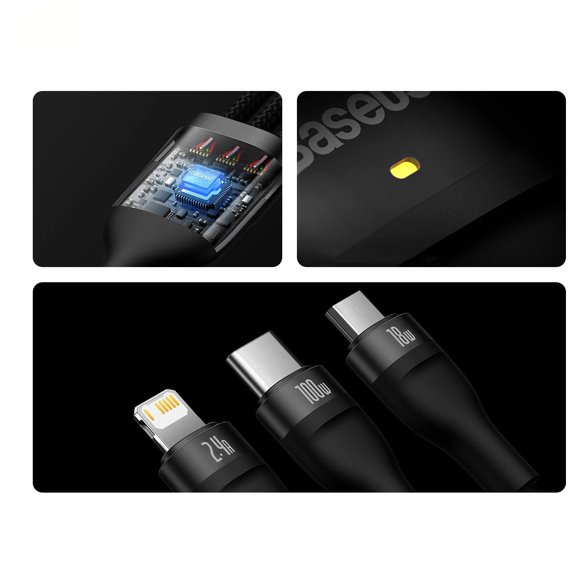 Baseus Flash Series II cable USB - USB Type C / Lightning / micro USB 100 W 1.2 m black (CASS030001)_22