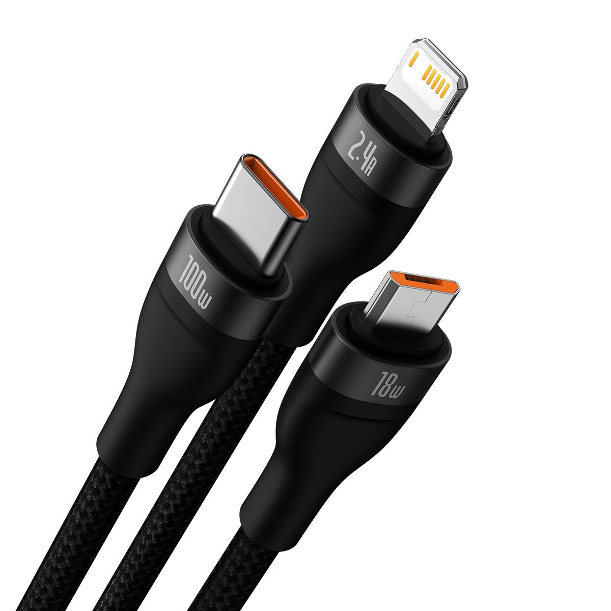 Baseus Flash Series II cable USB - USB Type C / Lightning / micro USB 100 W 1.2 m black (CASS030001)_2