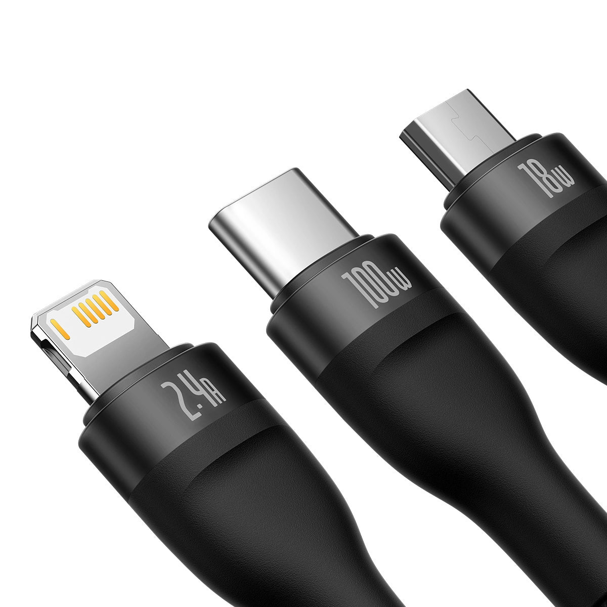 Baseus Flash Series II cable USB - USB Type C / Lightning / micro USB 100 W 1.2 m black (CASS030001)_4