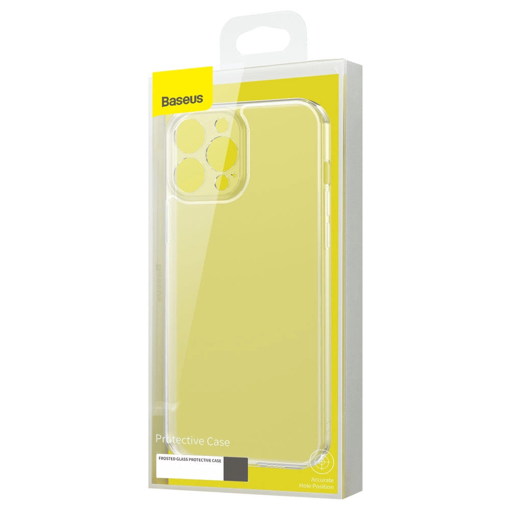 Baseus Frosted Glass Case Cover for iPhone 13 Pro Max Hard Cover with Gel Frame black (ARWS001101)_4