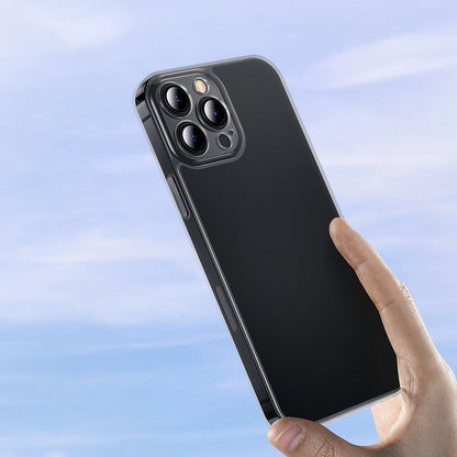 Baseus Frosted Glass Case Cover for iPhone 13 Pro Max Hard Cover with Gel Frame black (ARWS001101)_6