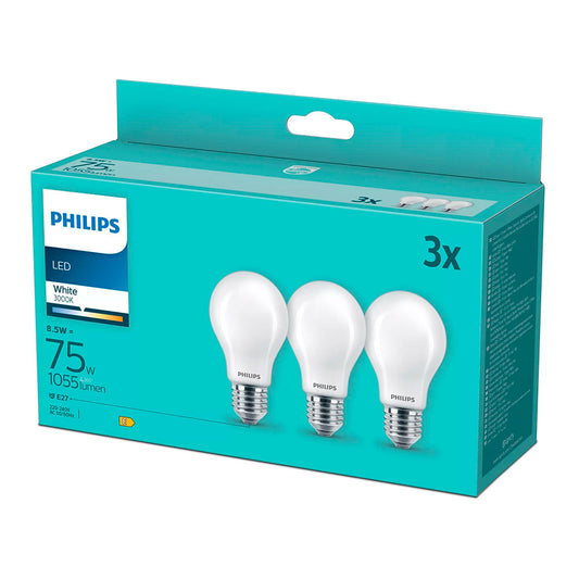 LÃ¢mpada led de filamento mate; e27; 8,5 w (equiv. 75 w); 1055 lm; 3000 k; luz quente; pack 3 unidades_0