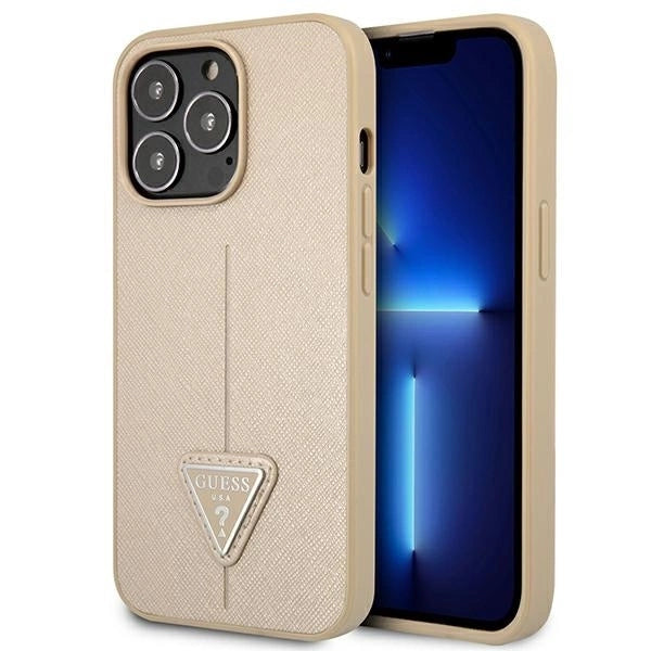 Guess GUHCP13LPSATLE iPhone 13 Pro / 13 6.1" beige/beige hardcase SaffianoTriangle Logo_0