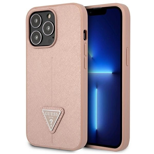 Guess GUHCP13LPSATLP iPhone 13 Pro / 13 6.1" pink/pink hardcase SaffianoTriangle Logo_0