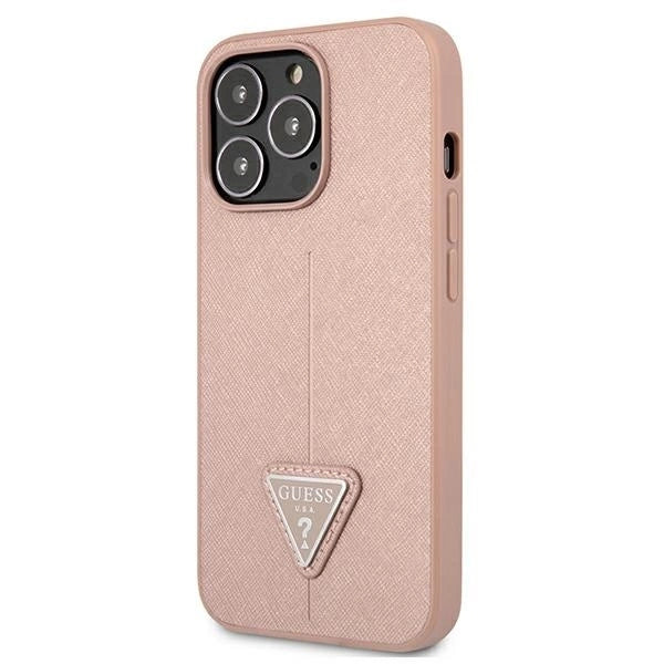 Guess GUHCP13LPSATLP iPhone 13 Pro / 13 6.1" pink/pink hardcase SaffianoTriangle Logo_1