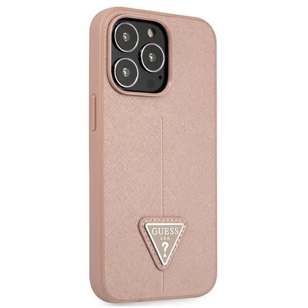 Guess GUHCP13LPSATLP iPhone 13 Pro / 13 6.1" pink/pink hardcase SaffianoTriangle Logo_3