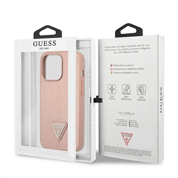 Guess GUHCP13LPSATLP iPhone 13 Pro / 13 6.1" pink/pink hardcase SaffianoTriangle Logo_7