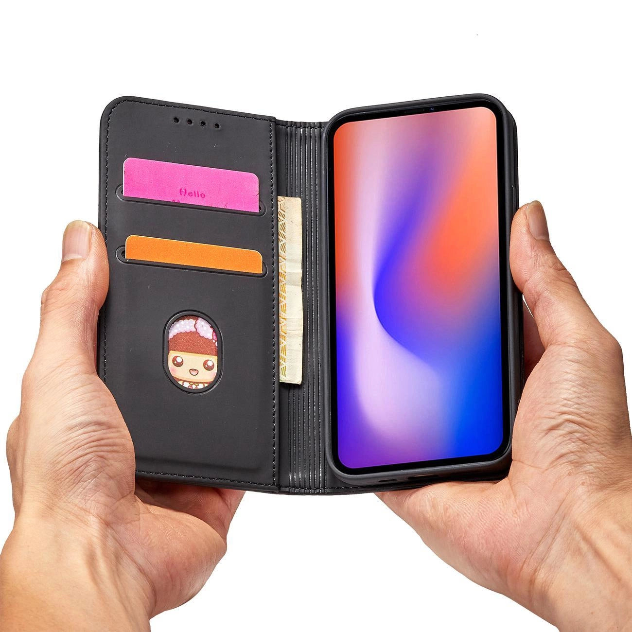 Magnet Card Case for iPhone 12 cover card wallet card stand black_12