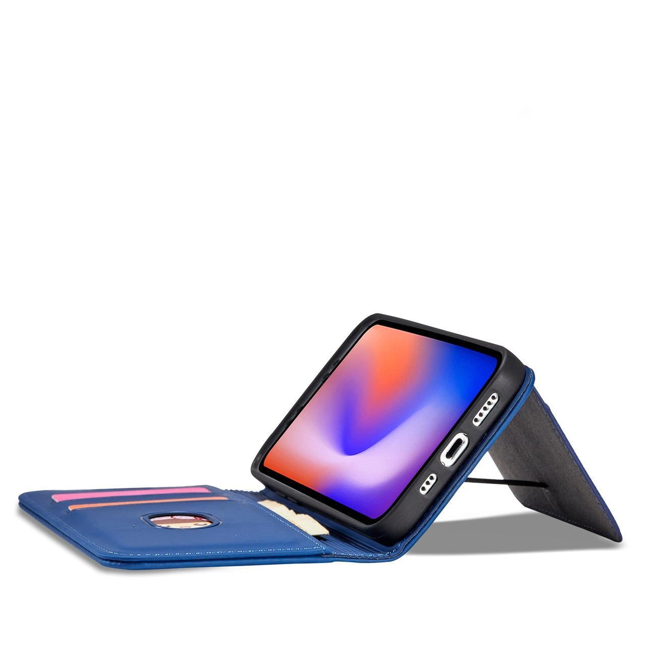 Magnet Card Case for iPhone 12 Pro cover card wallet card stand blue_9