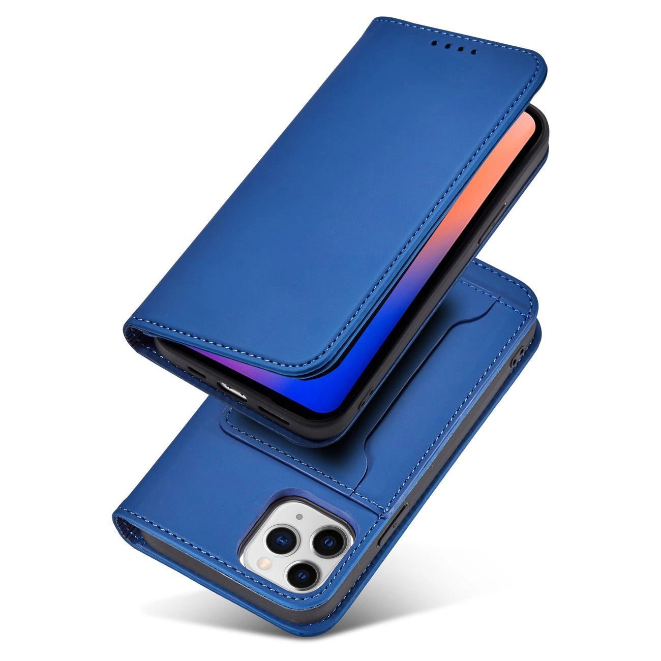 Magnet Card Case for iPhone 12 Pro cover card wallet card stand blue_2
