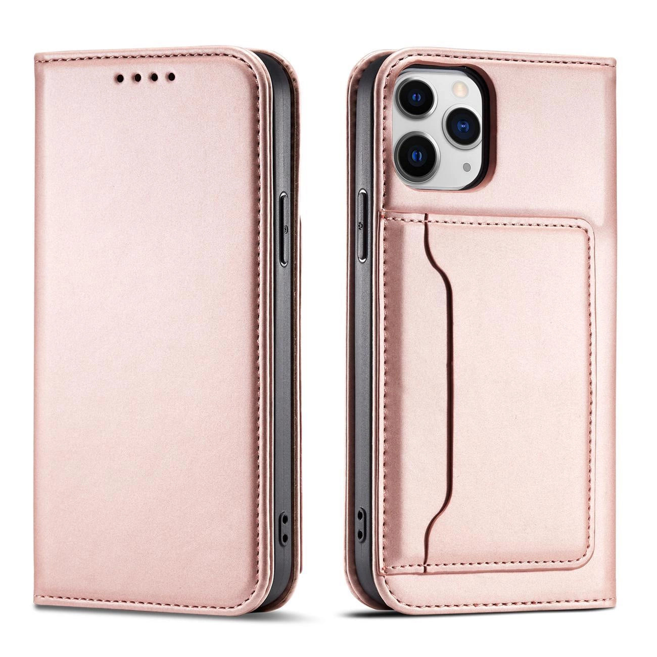 Magnet Card Case for iPhone 12 Pro Pouch Card Wallet Card Stand Pink_0