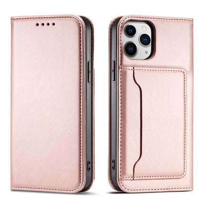 Magnet Card Case for iPhone 12 Pro Pouch Card Wallet Card Stand Pink_0