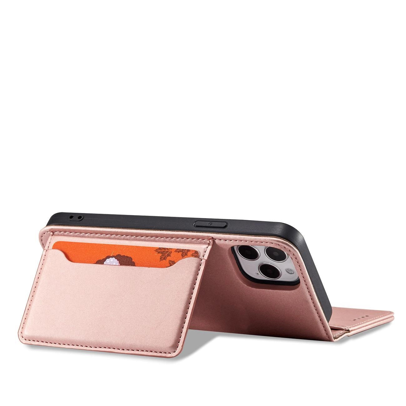 Magnet Card Case for iPhone 12 Pro Pouch Card Wallet Card Stand Pink_10