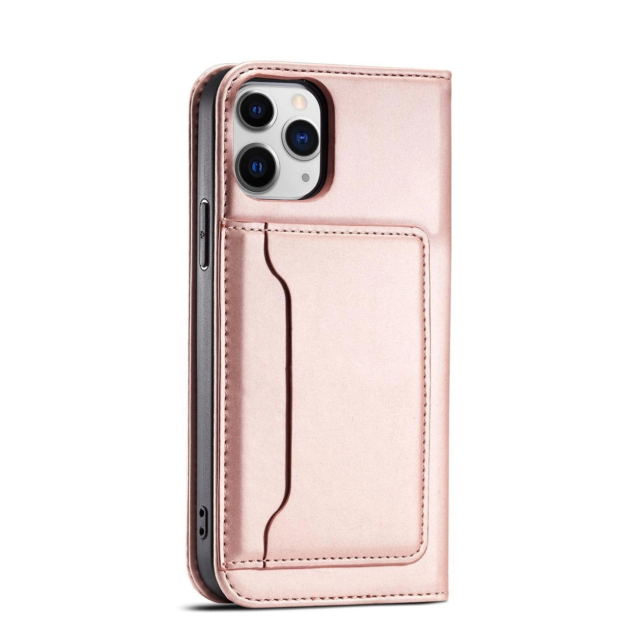 Magnet Card Case for iPhone 12 Pro Pouch Card Wallet Card Stand Pink_3
