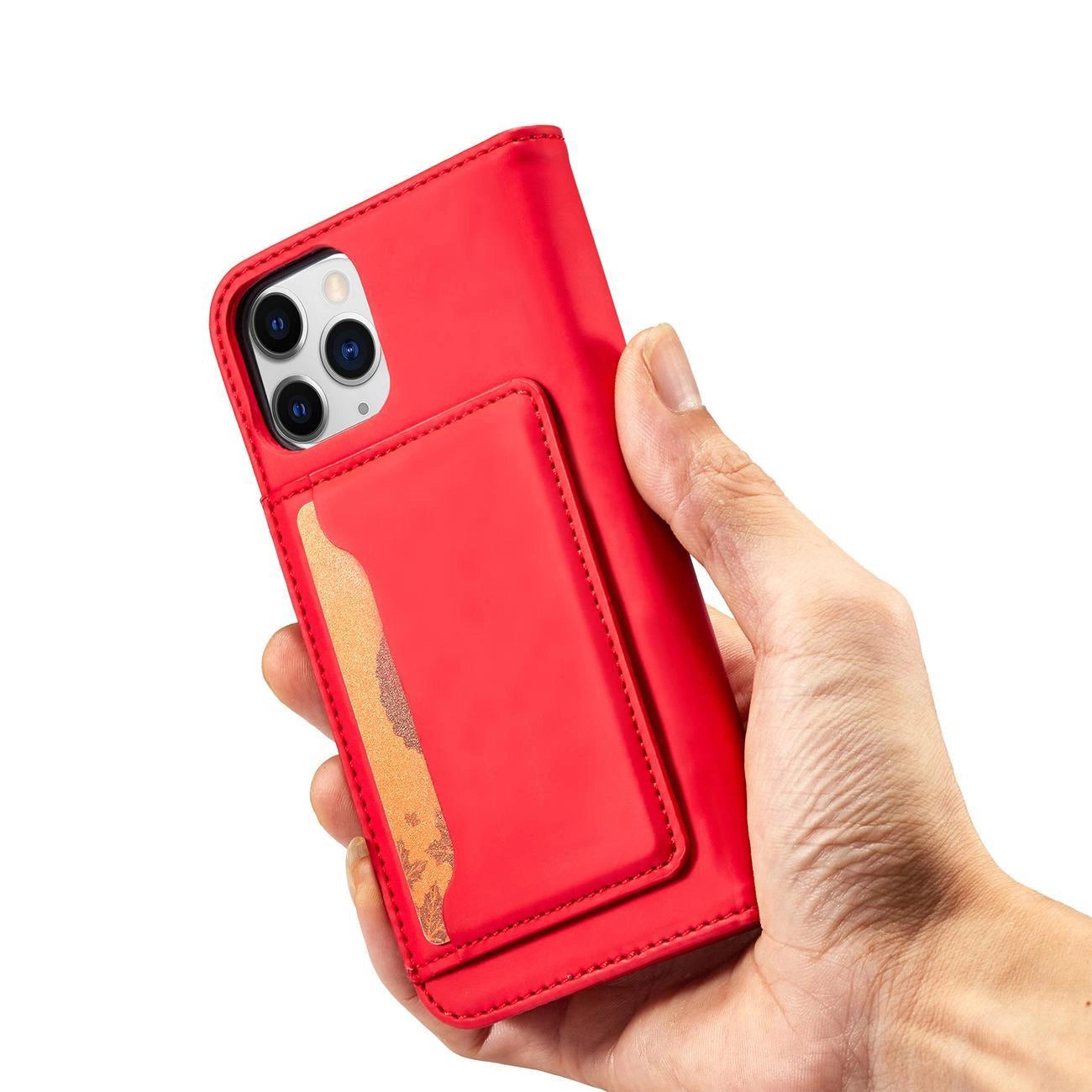 Magnet Card Case for iPhone 12 Pro Pouch Card Wallet Card Holder Red_11