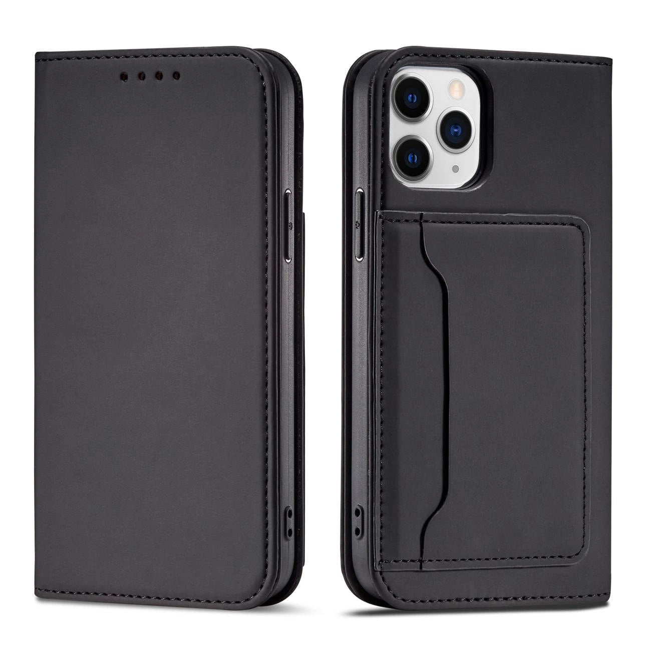 Magnet Card Case for iPhone 12 Pro Max Pouch Card Wallet Card Holder Black_0