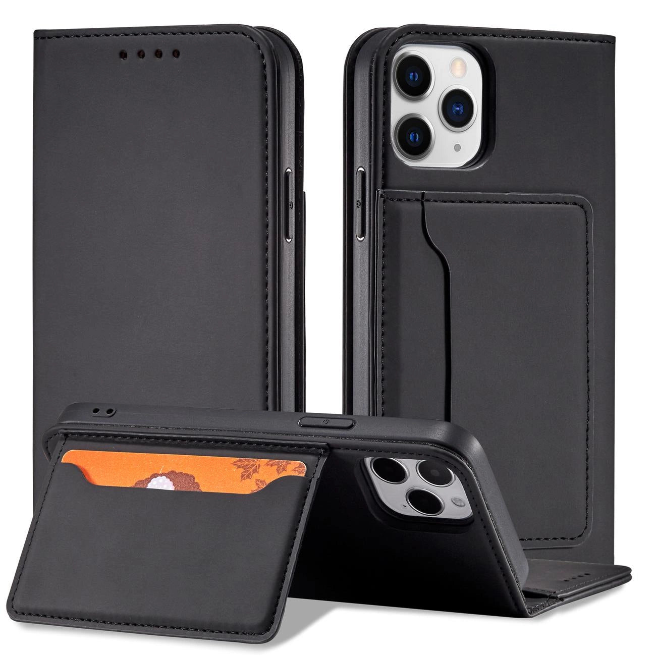 Magnet Card Case for iPhone 12 Pro Max Pouch Card Wallet Card Holder Black_1