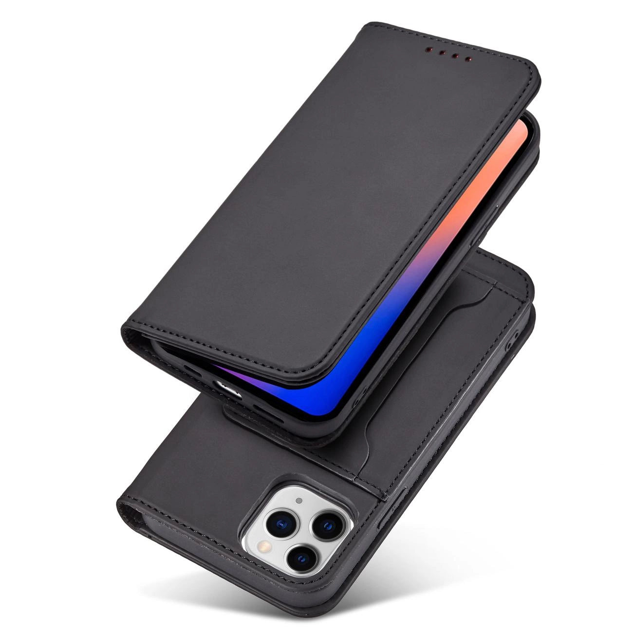 Magnet Card Case for iPhone 12 Pro Max Pouch Card Wallet Card Holder Black_2
