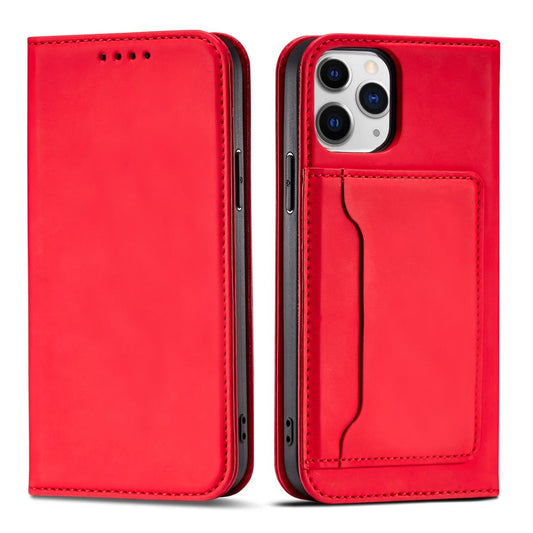 Magnet Card Case for iPhone 12 Pro Max Pouch Card Wallet Card Holder Red_0
