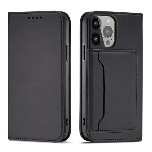 Magnet Card Case for iPhone 13 Pro Pouch Card Wallet Card Holder Black_0