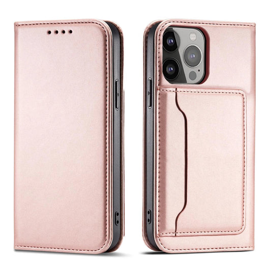 Magnet Card Case for iPhone 13 Pro Pouch Card Wallet Card Holder Pink_0