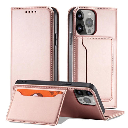 Magnet Card Case for iPhone 13 Pro Pouch Card Wallet Card Holder Pink_4