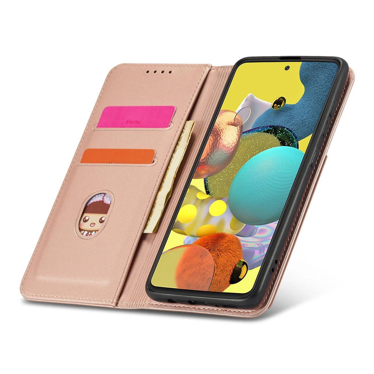 Magnet Card Case Case for Samsung Galaxy A12 5G Pouch Wallet Card Holder Pink_9