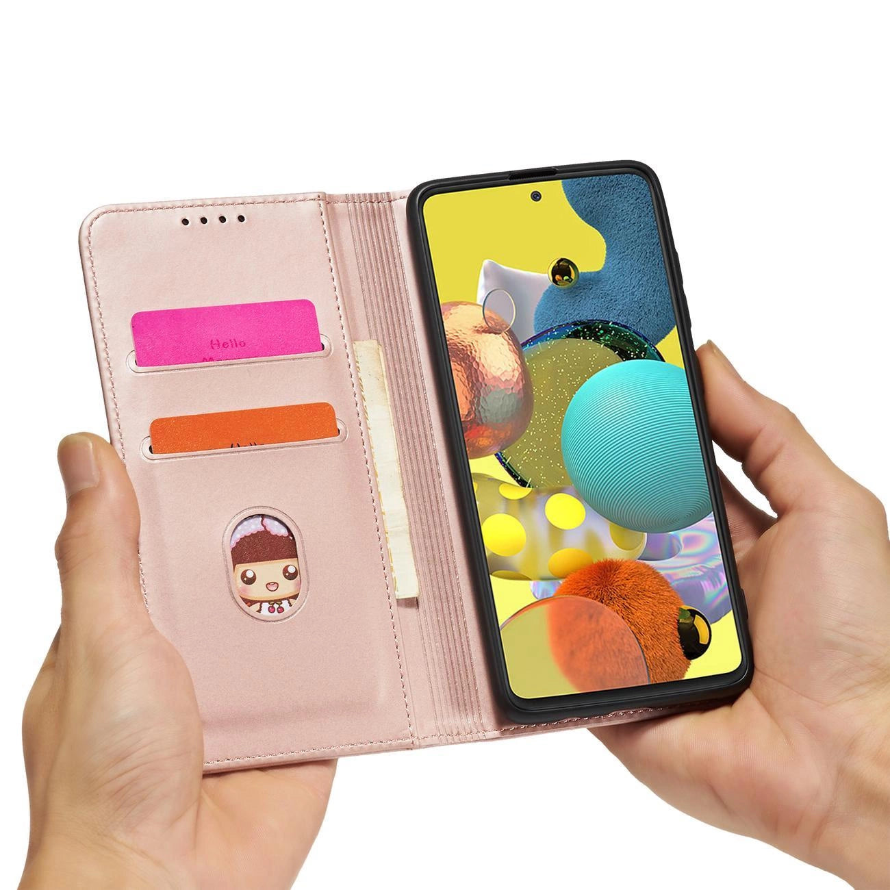 Magnet Card Case Case for Samsung Galaxy A13 5G Pouch Wallet Card Holder Pink_11